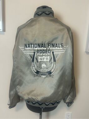 Vintage 1992 National Finals Rodeo Satin Bomber Jacket Western Las Vegas NFR
